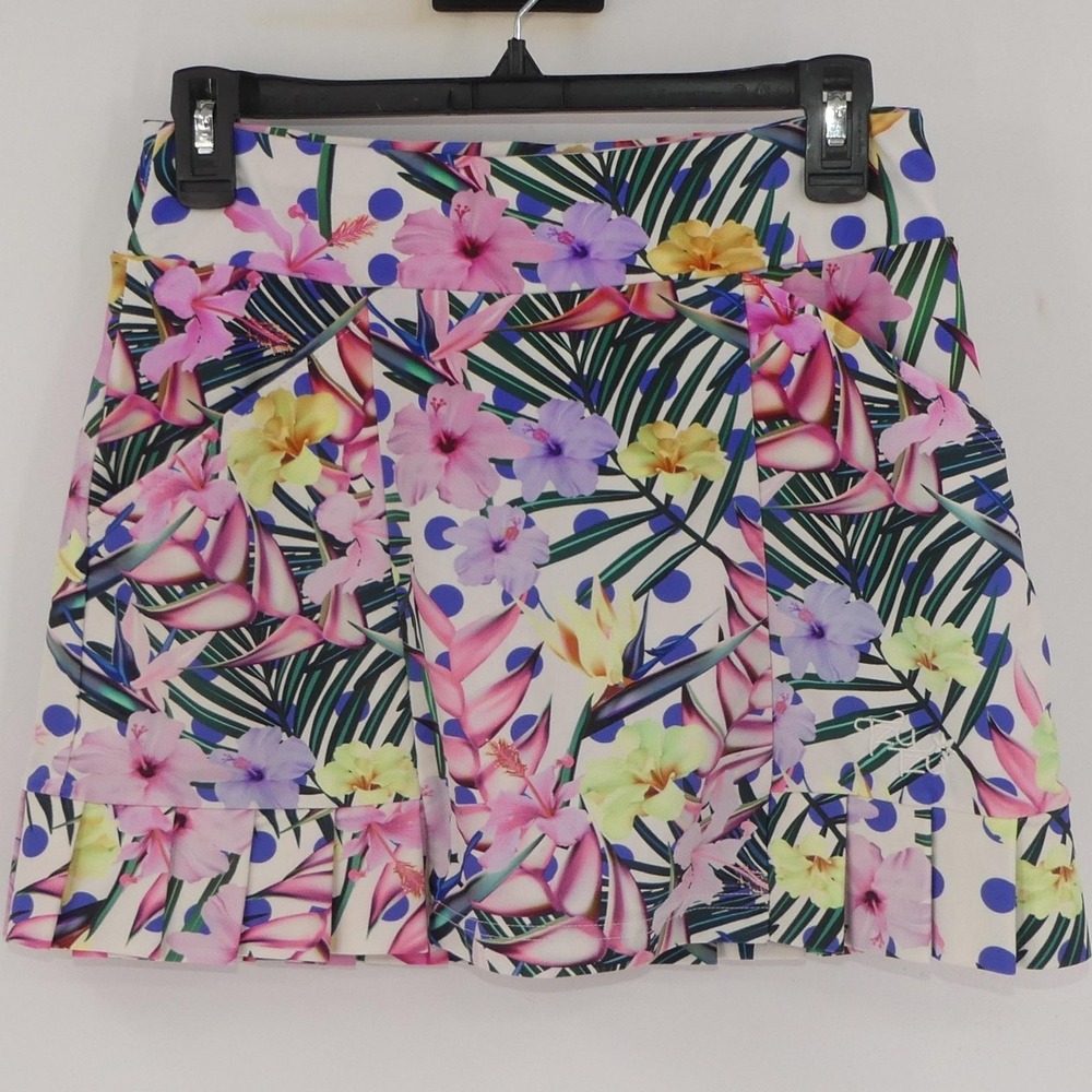 Tzu Tzu Golf Skort Women's S Floral Print Polka Dot Pleated Multi Made USA